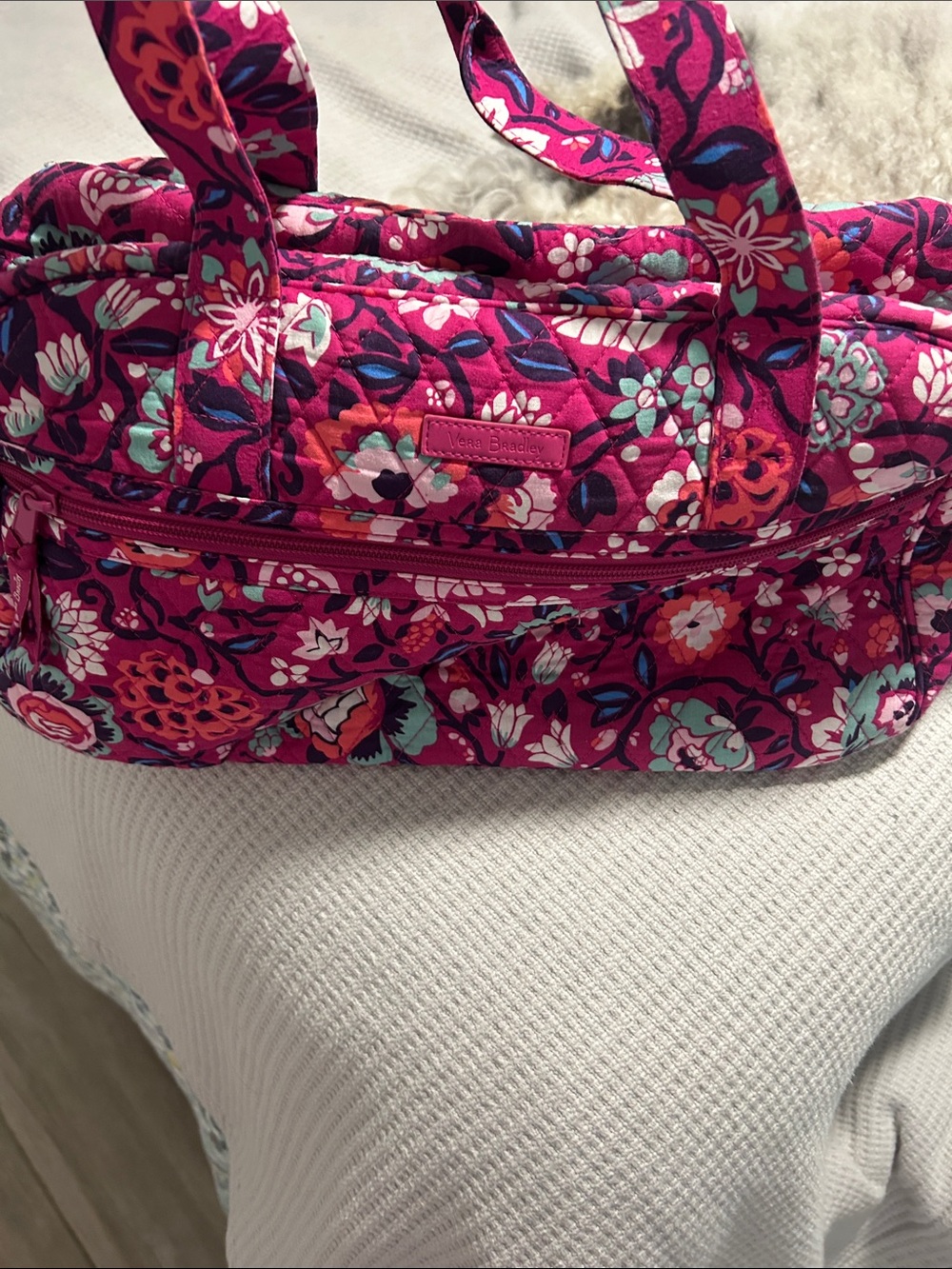 Vera Bradley Hot Pink Floral Quilted Tote Medium size